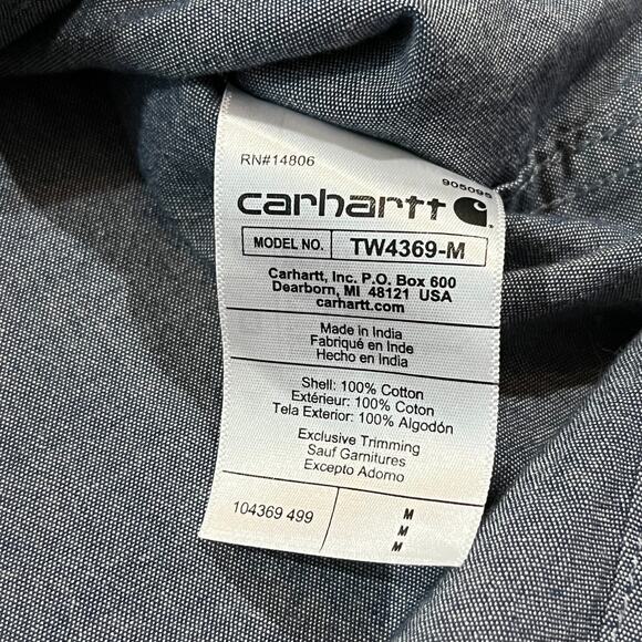 Carhartt Mens Midweight Chambray Short Sleeve Shirt Denim Blue Size Medium - Picture 4 of 5